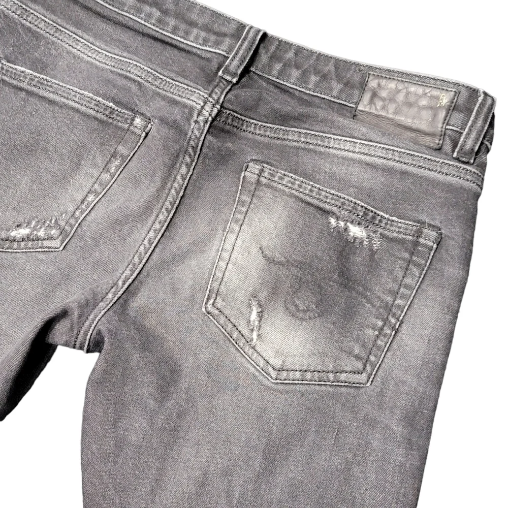 R13 Distressed Boy Skinny Ripped in Black Gray Medium Rise R13W0088 212 Jeans 25 - Picture 7 of 16